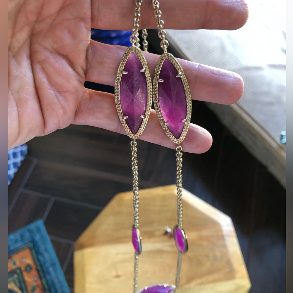Kendra Scott Tory Necklace & Earrings Set! Purple Jade Gold